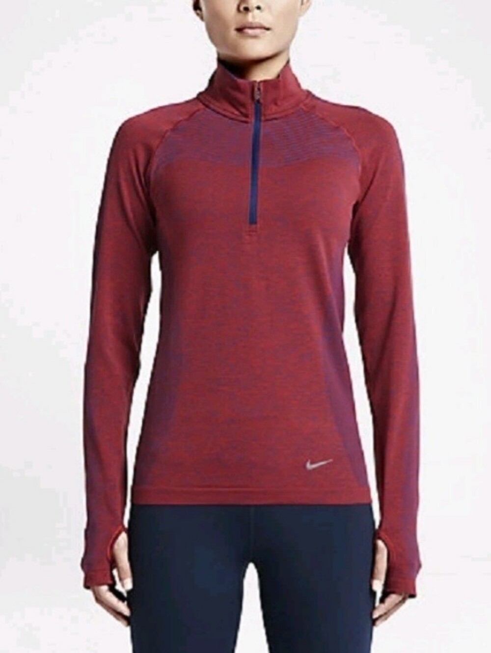 Nike Seamless Knit Half Zip Womens Running Long Sleeve Top Size Lsrge